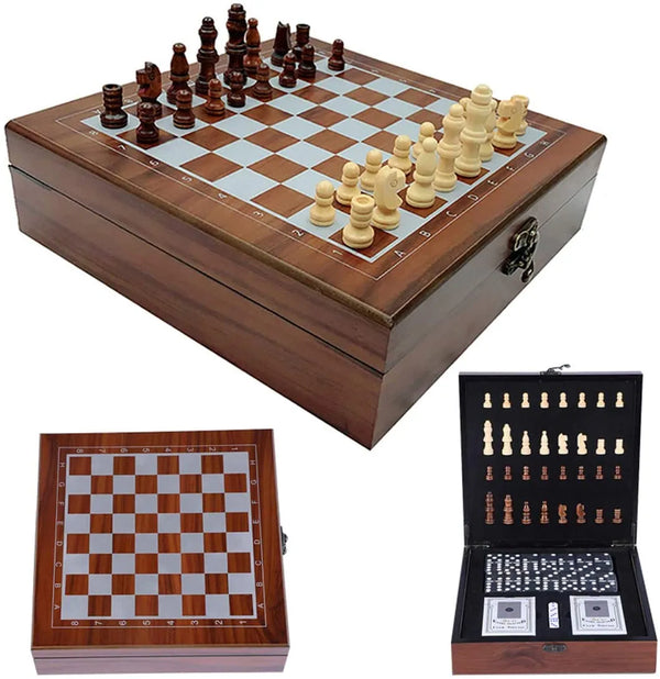 4-in-1-Schachspiel aus Holz,