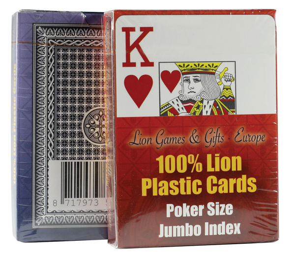 Lion Texas Poker Kartenspiel 100% Plastik blau oder rot